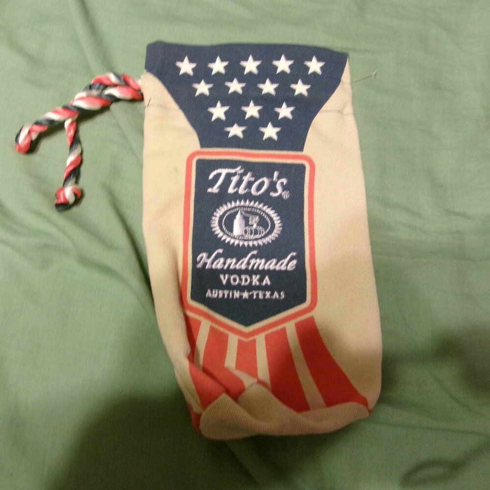 Tito's Handmade Vodka 25th Anniversary USA Flag Canvas Bottle Jacket Bag Purse